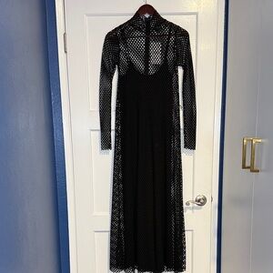 Zara Black Long Sleeve Mesh Dress